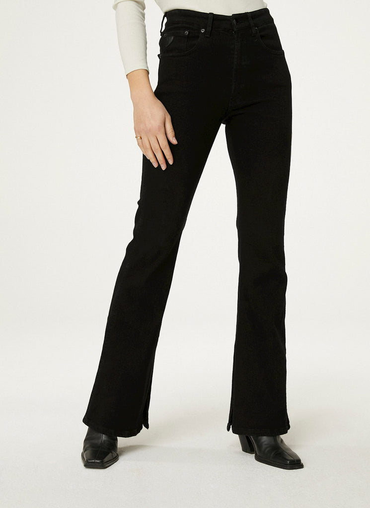 Lois Riley split flared jeans - everblack @ modin