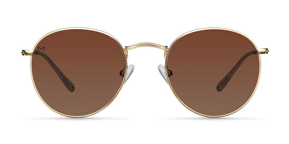 Meller Yster round sunglasses in kakao brown & gold @ modin