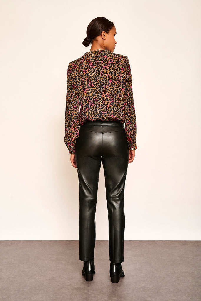 MKT Studio Pearly vegan leather trousers in black @ modin