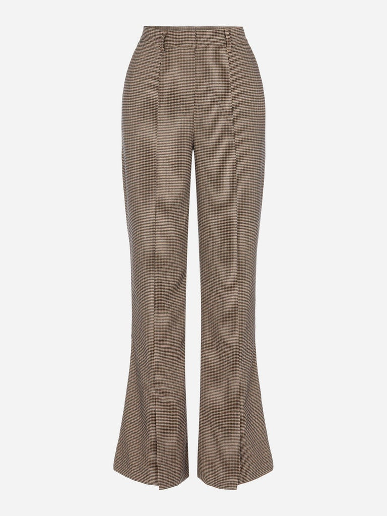 Y.A.S. Wablo high waist checked pants with front split @ modin