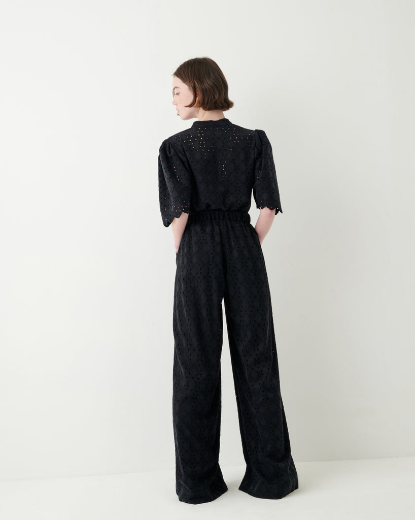 Sessun Villadoo black embroidery wide legs trousers @ modin