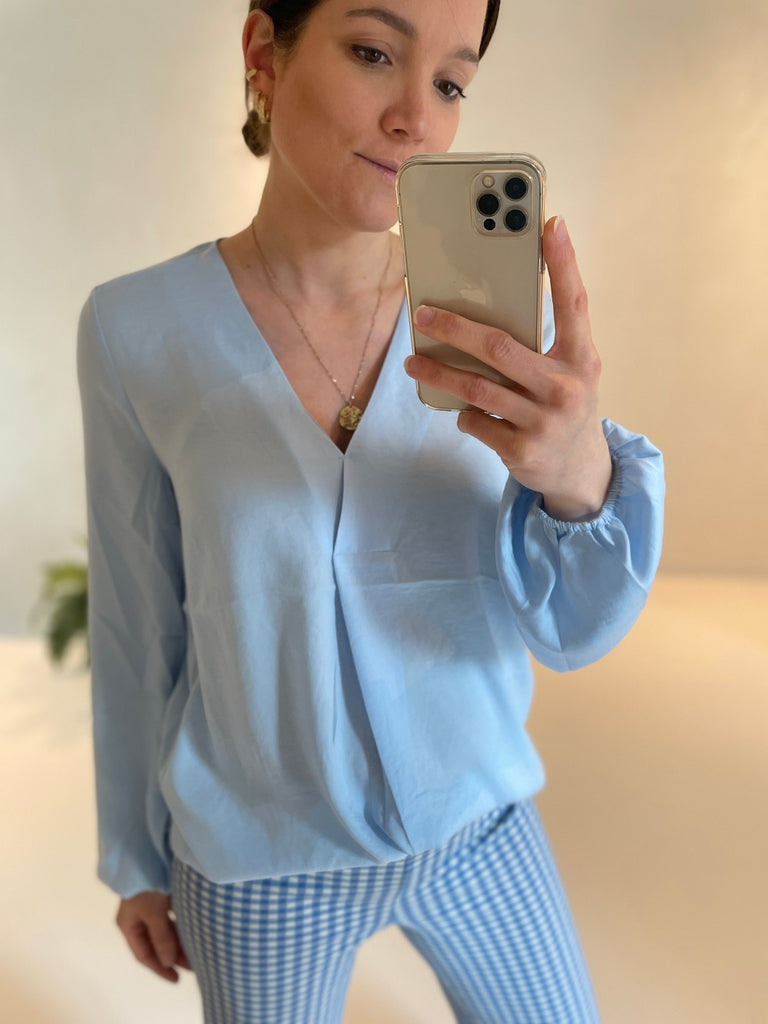 Inwear Rinda top long sleeved blouse in bleached blue @ modin