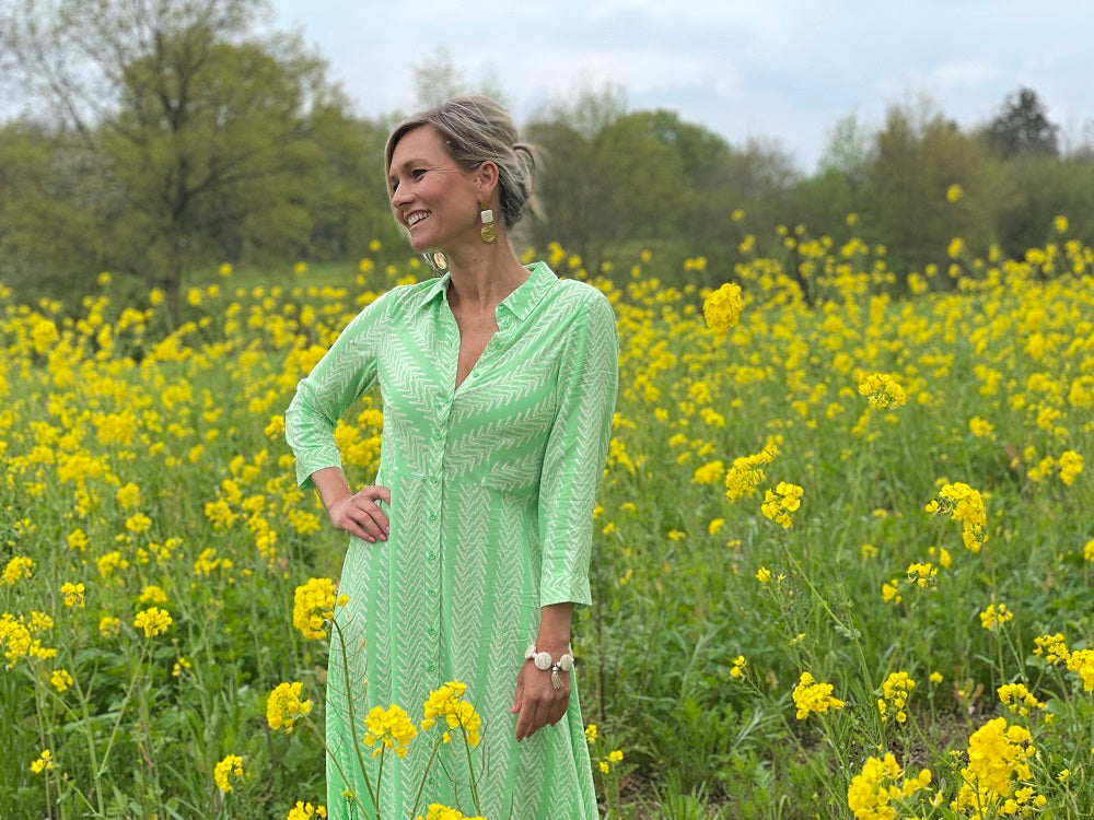 YAS Savanna maxi dress in summer green boho print @ modin