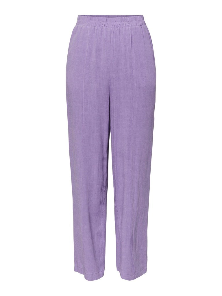 YAS Viggi pants in linnen bougainvillea lila @ modin