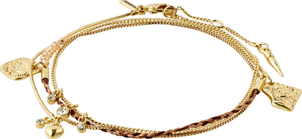 Pilgrim Legacy armband/ketting gold plated with pendants and crystals @ modin