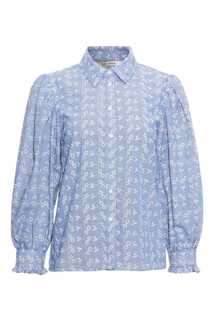 Rue de Femme Silo blouse in light blue denim @ modin