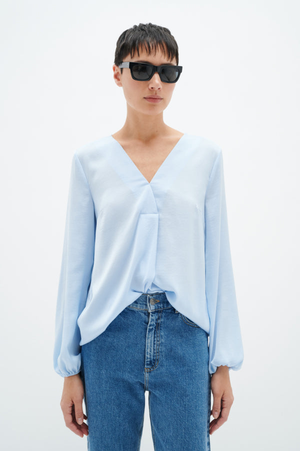 Inwear Rinda top long sleeved blouse in bleached blue @ modin