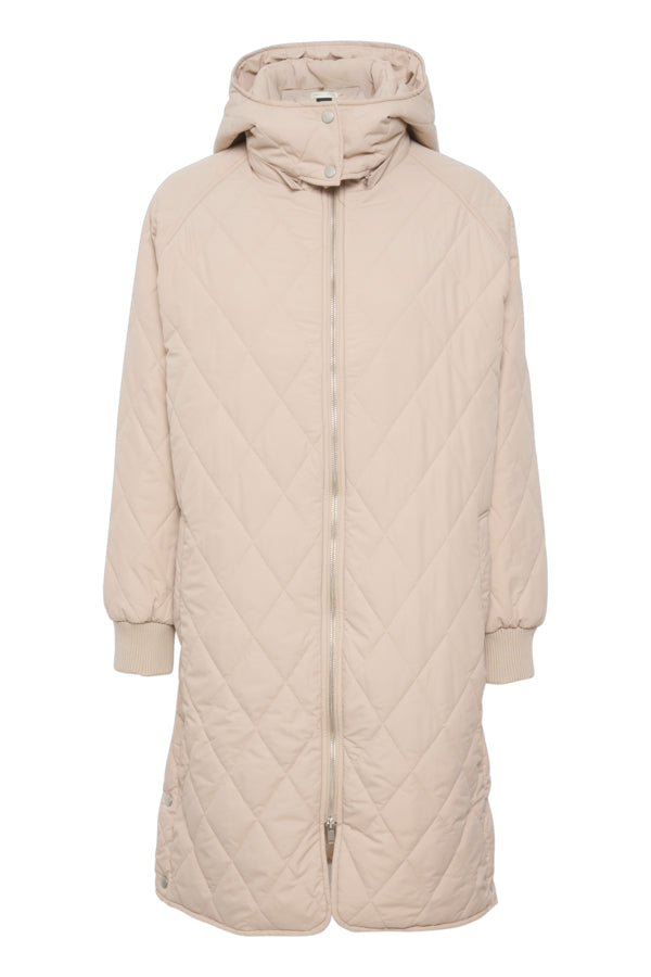 Inwear Ektra hood coat in sandstone beige @ modin