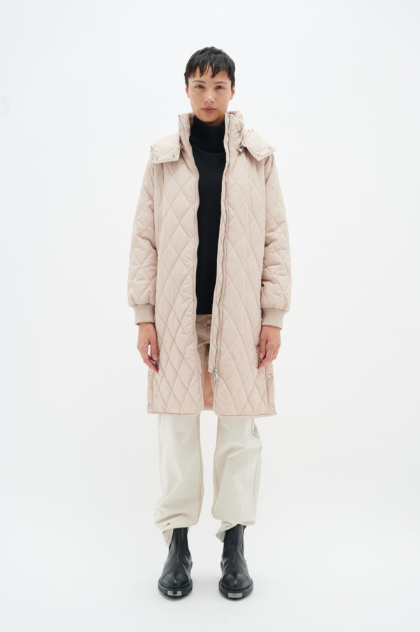 Inwear Ektra hood coat in sandstone beige @ modin