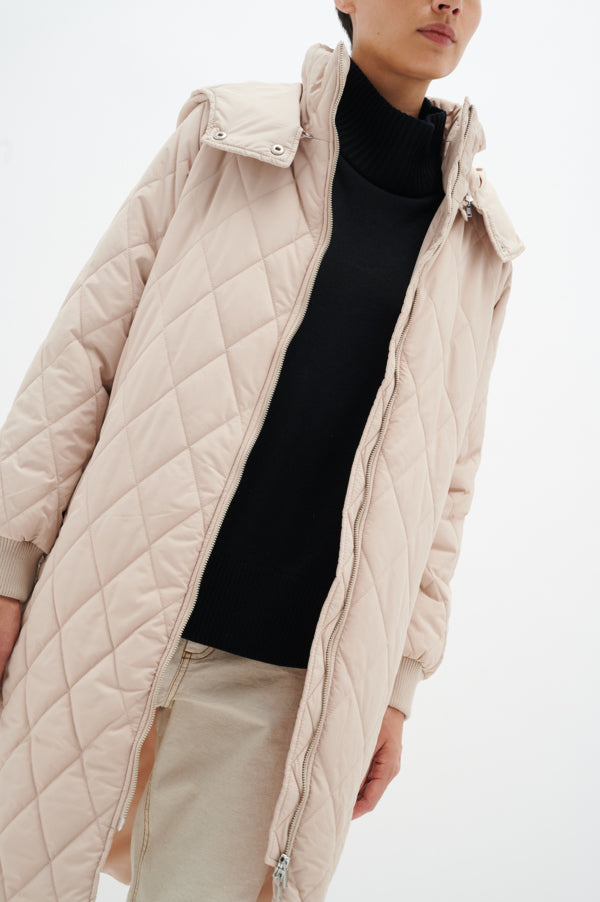 Inwear Ektra hood coat in sandstone beige @ modin