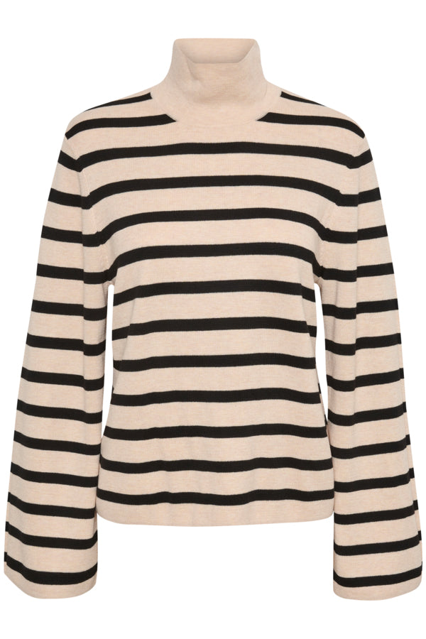 Inwear Musette striped knit in sand and black with turtleneck @ modin