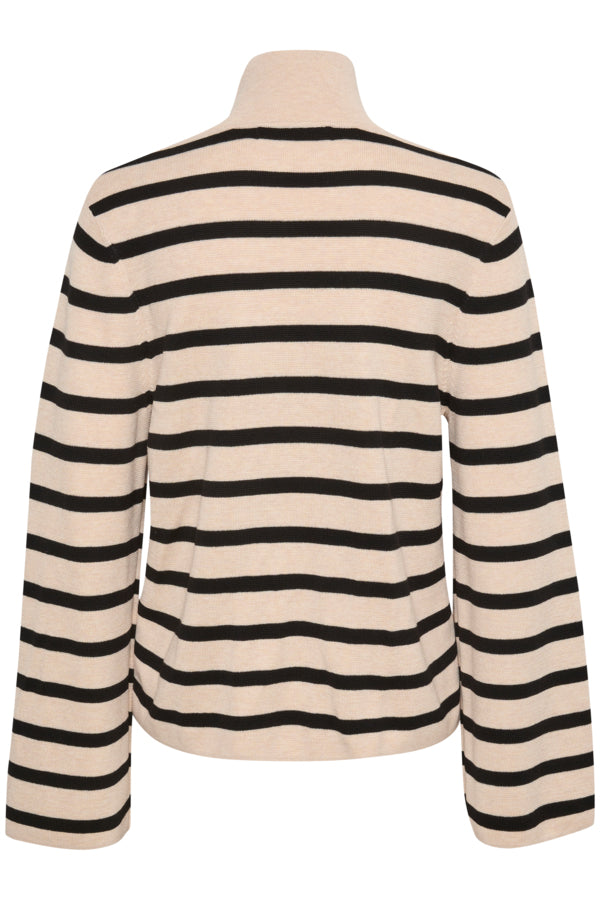 Inwear Musette striped knit in sand and black with turtleneck @ modin