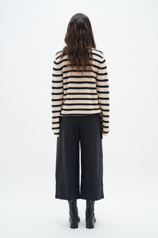 Inwear Musette striped knit in sand and black with turtleneck @ modin