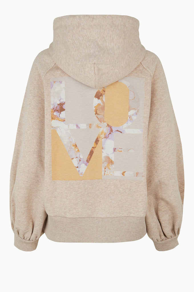 Second Female Fuchsia hoodie in safari with LOVE print @ modin