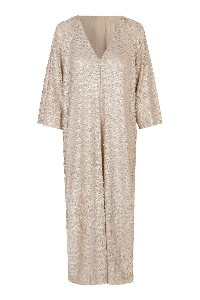 Second Female Life sequin maxi dress in champagne @ modin