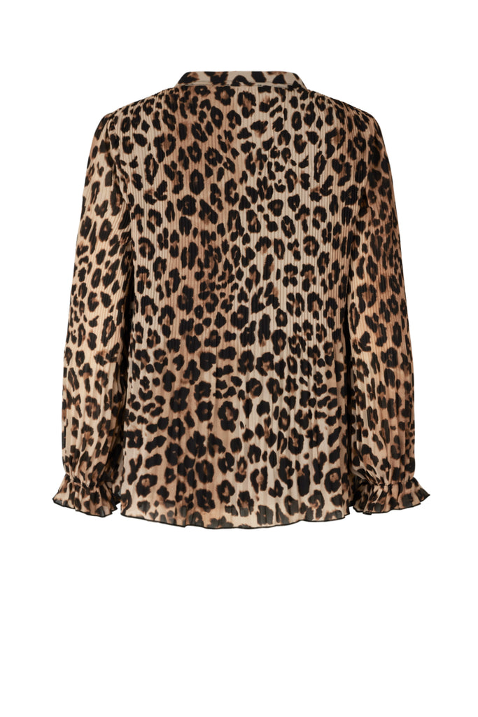 Cras Bree laopard plisse blouse in leone @ modin