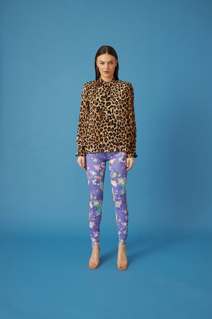 Cras Bree laopard plisse blouse in leone @ modin