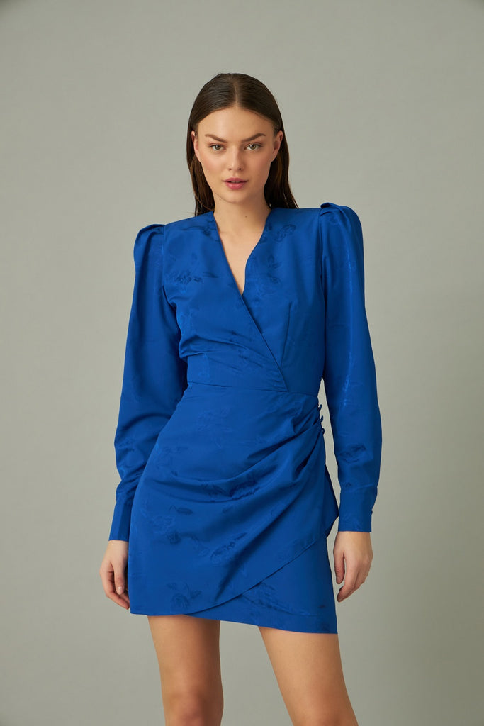 Cras Yvonne wrap dress in surf the web blue @ modin