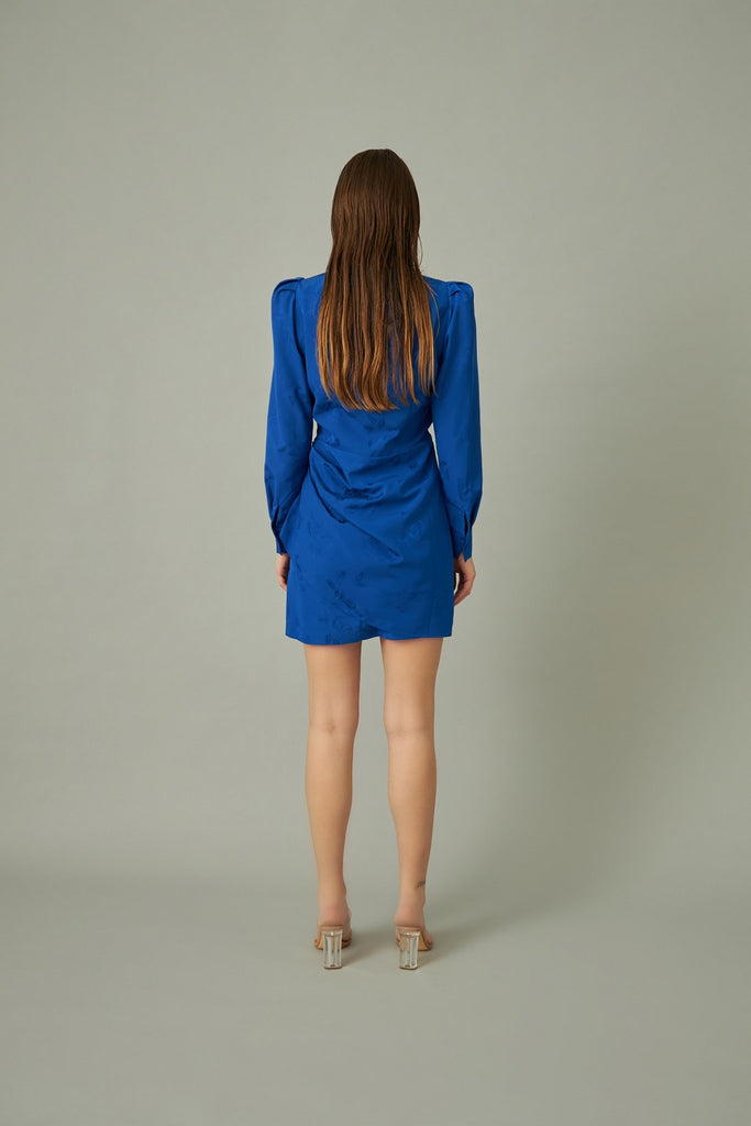 Cras Yvonne wrap dress in surf the web blue @ modin