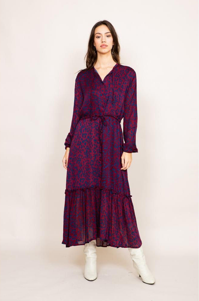 Poppy Field the Label Camille dress in stain maroon red - sustainable fashion @ modin