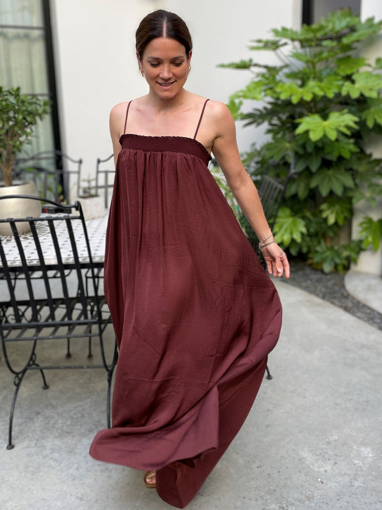 Second Female Minga loose maxi dress in rum raisin @ modin