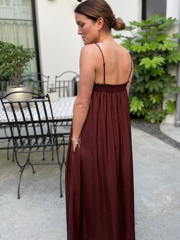 Second Female Minga loose maxi dress in rum raisin @ modin