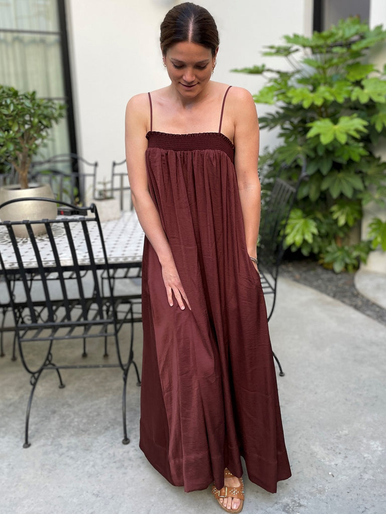 Second Female Minga loose maxi dress in rum raisin @ modin