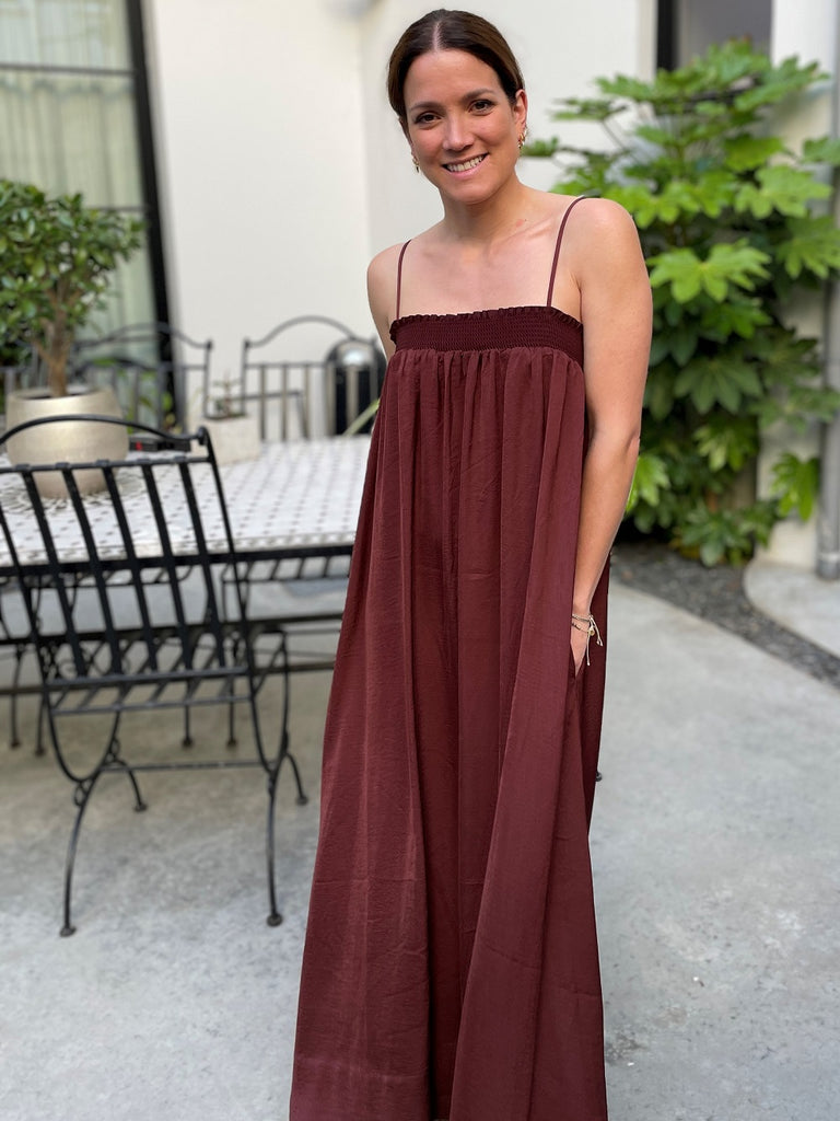 Second Female Minga loose maxi dress in rum raisin @ modin