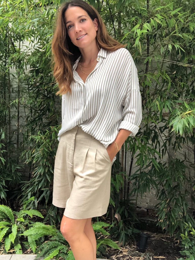 Y.A.S. Himina high waist short linnen humus @ modin