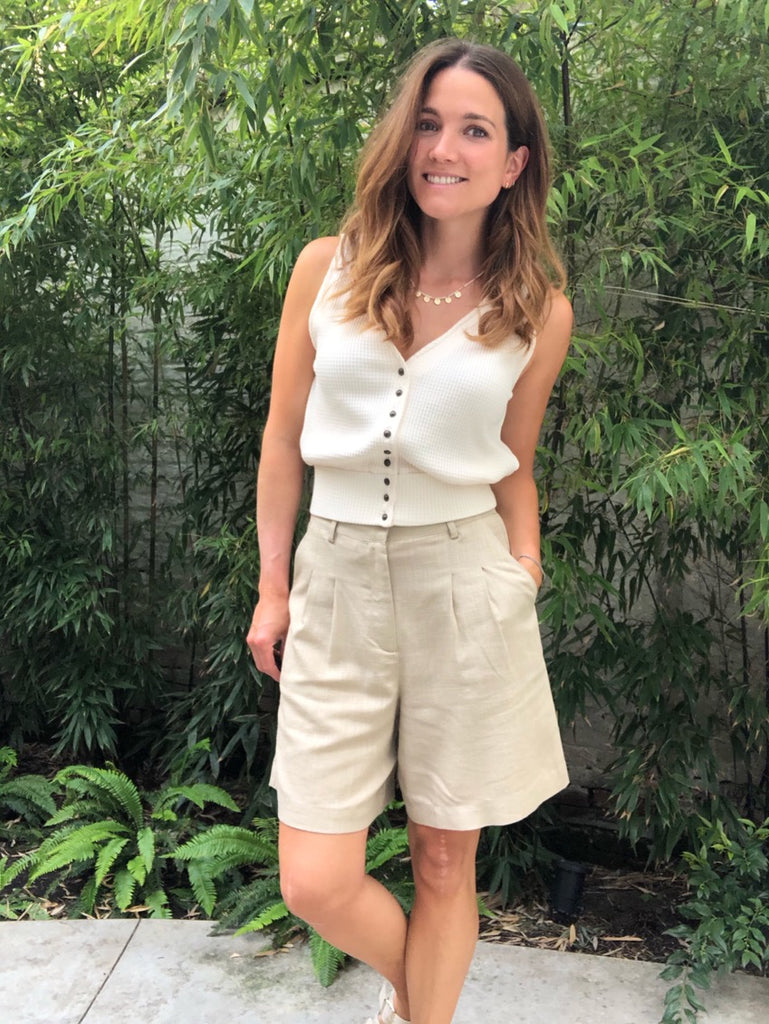 Y.A.S. Himina high waist short linnen humus @ modin