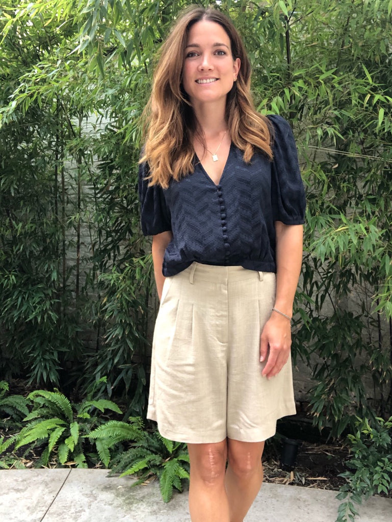Y.A.S. Himina high waist short linnen humus @ modin