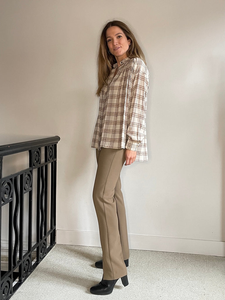 Second Female Fique slit trousers in shitake @ modin