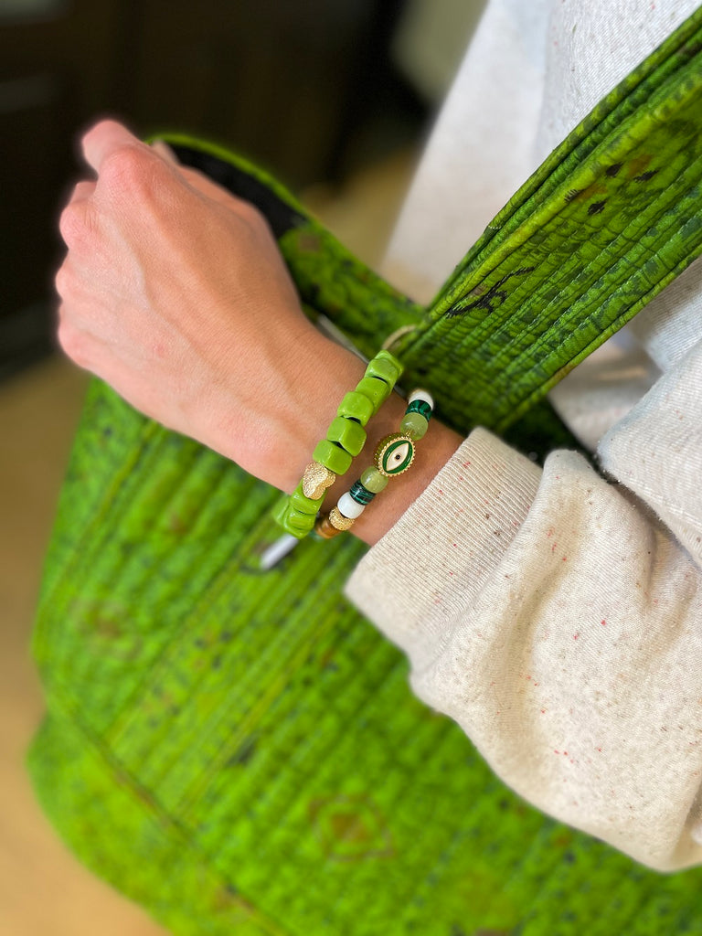 Amber small eye green bracelet @ modin
