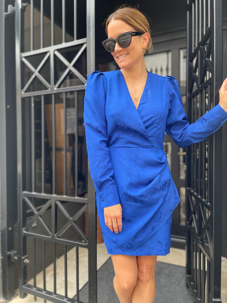 Cras Yvonne wrap dress in surf the web blue @ modin