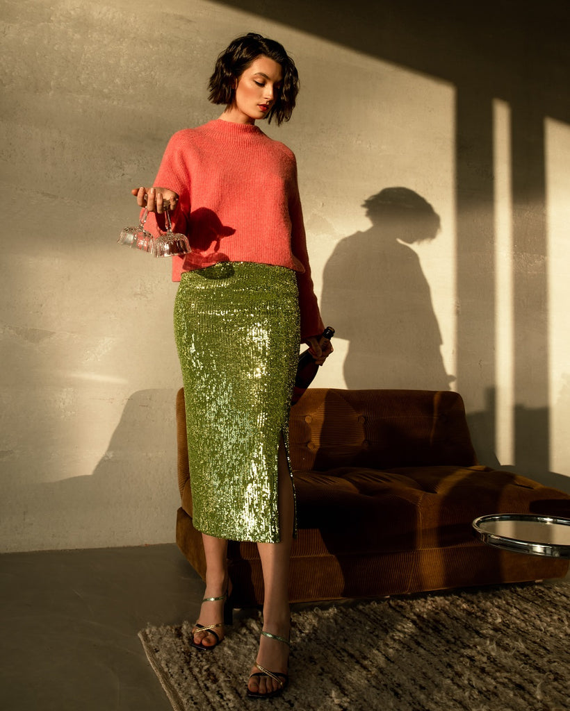 Laundry Lab Lois green sequins skirt @ modin