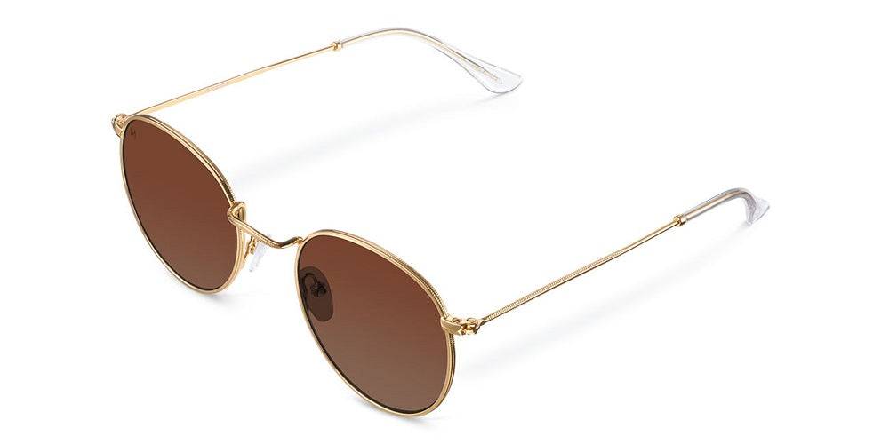 Meller Yster round sunglasses in kakao brown & gold @ modin