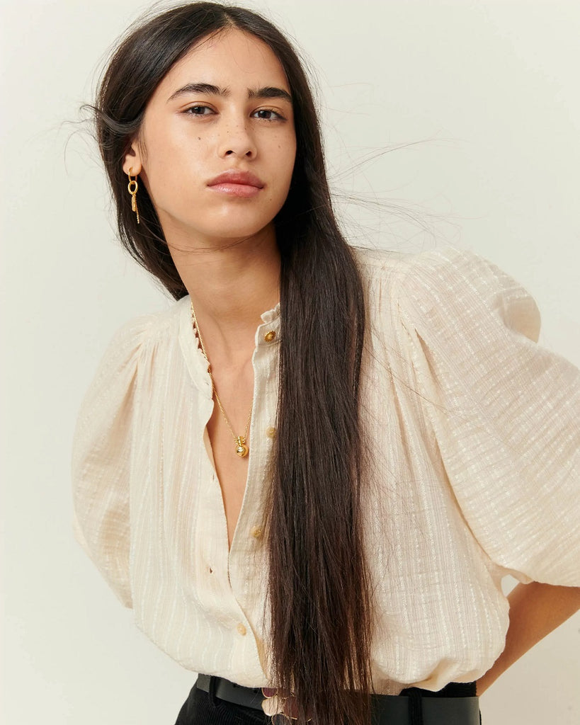 Sessun Amalia shirt in fleur de sel ecru @ modin
