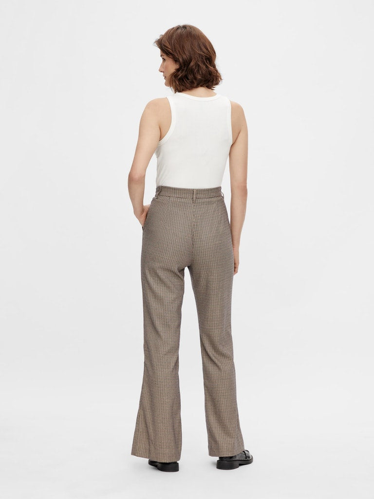 Y.A.S. Wablo high waist checked pants with front split @ modin