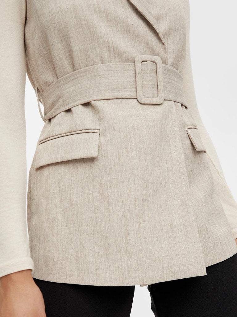 Y.A.S. Milange waistcoat in cuban sand melange @ modin