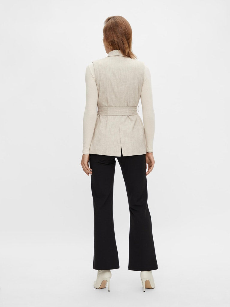 Y.A.S. Milange waistcoat in cuban sand melange @ modin