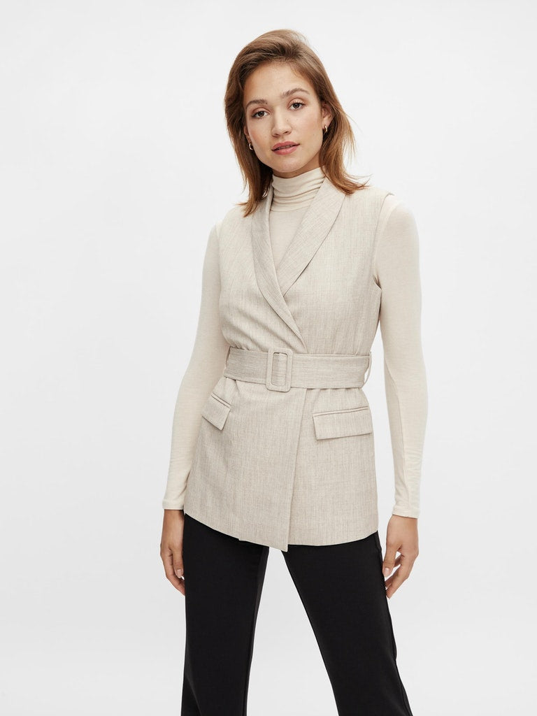 Y.A.S. Milange waistcoat in cuban sand melange @ modin