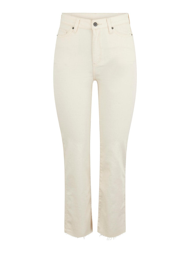 Y.A.S. Awa high-waist cropped jeans in Ecru @ Modin