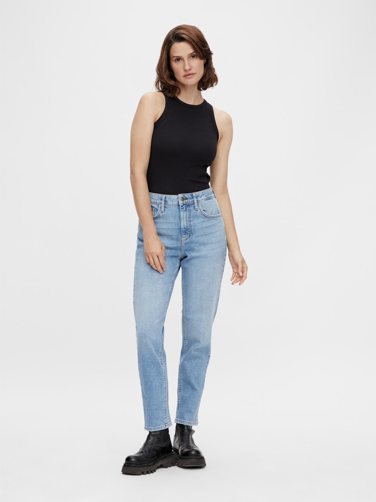 Y.A.S. Zeo mid-waist jeans in light blue denim @ modin