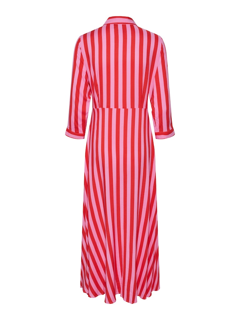 YAS savanna maxi dress in cyclamen striped bittersweet red and pink @ modin