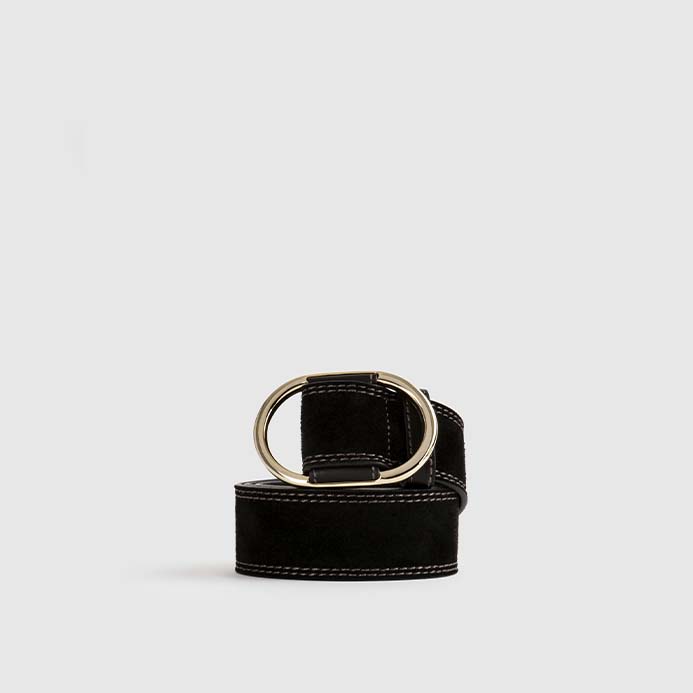 Idano Carolina belt in daim noir @ modin