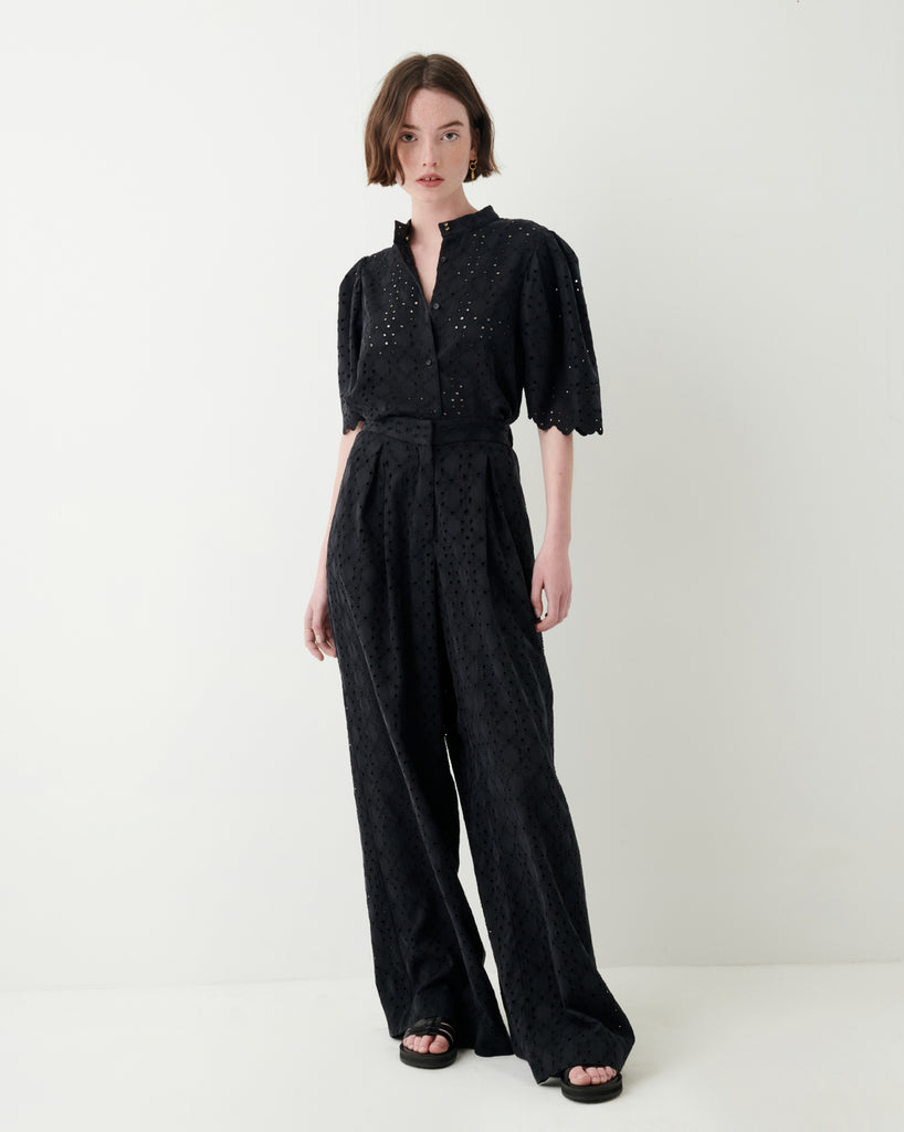 Sessun Villadoo black embroidery wide legs trousers @ modin