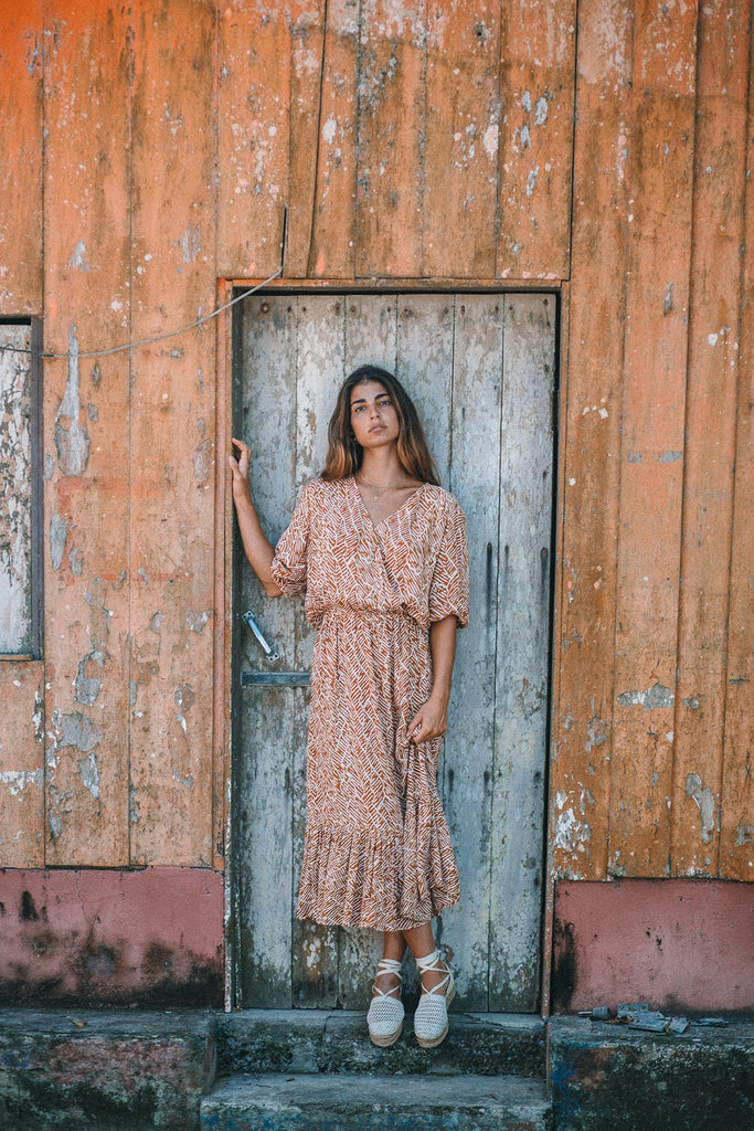 Poppy Field the label Alma dress tribalbrown @ modin