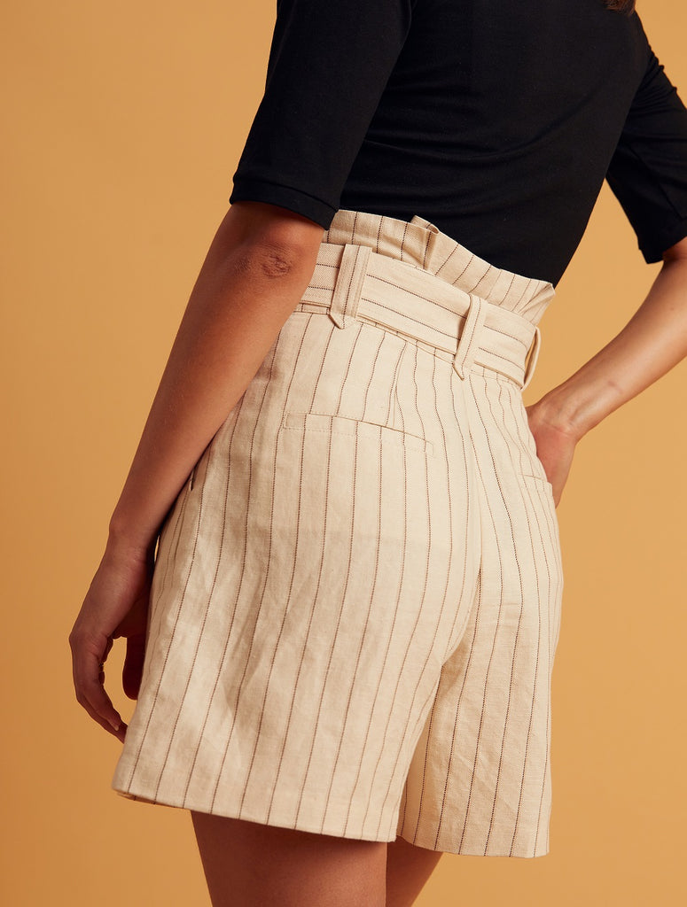 Idano Oderic striped high waist short in sable @ modin